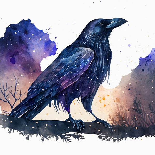 Celestial Starry Night - Crow 2 - Animal Poster Print by doingly