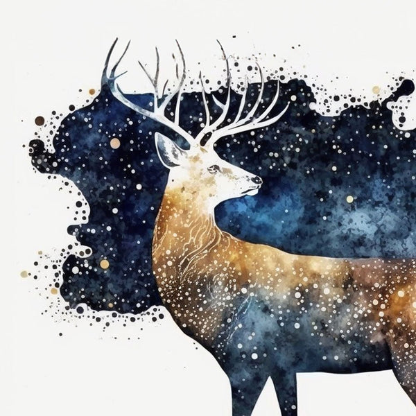 Celestial Starry Night - Deer 2 - Animal Poster Print by doingly