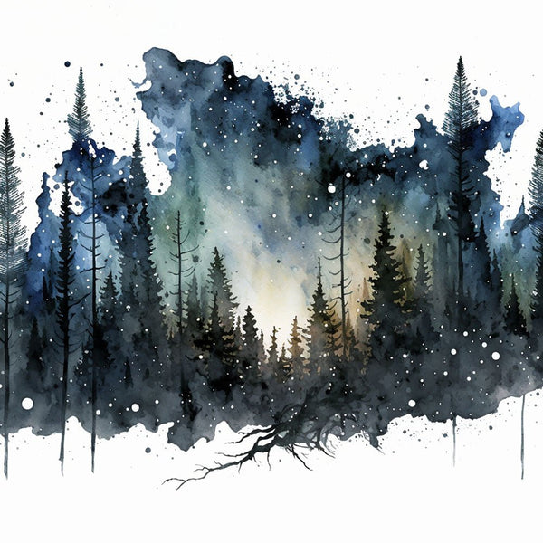 Celestial Starry Night - Forest 2 2 - Landscapes Poster Print by doingly