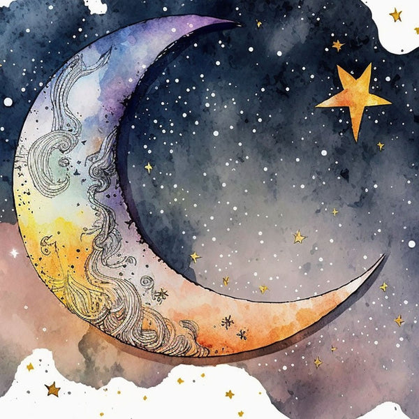 Celestial Starry Night - Moon 2 2 - New Poster Print by doingly