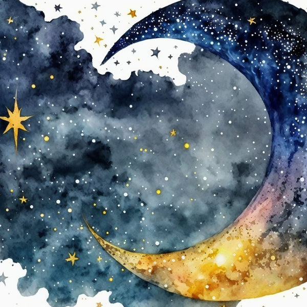 Celestial Starry Night - Moon 3 2 - New Poster Print by doingly