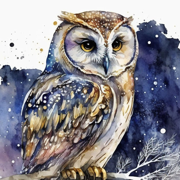 Celestial Starry Night - Owl 2 - Animal Poster Print by doingly
