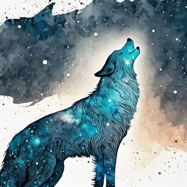 Celestial Starry Night - Wolf 2 - Animal Poster Print by doingly