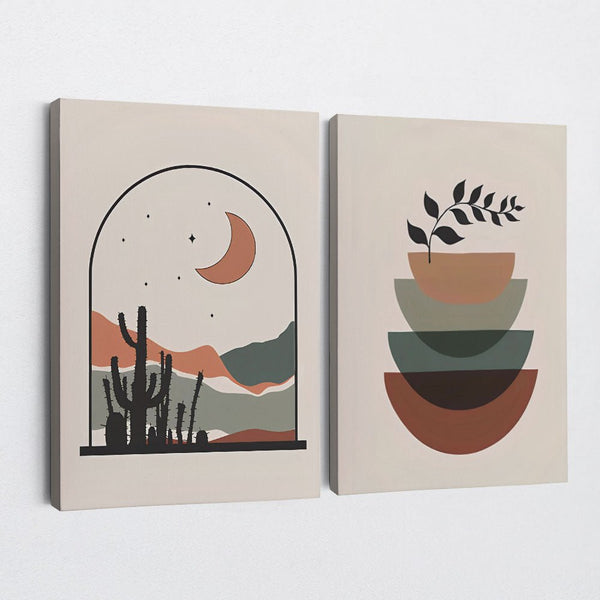 Boho Orbs & Plants 4 1 - Dual Canvas Print by doingly