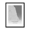 Monochrome - Chicago 2 - Map Matte Print by doingly