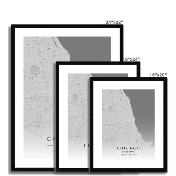 Monochrome - Chicago 5 - Map Matte Print by doingly