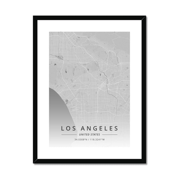 Monochrome - Los Angeles 2 - Map Matte Print by doingly