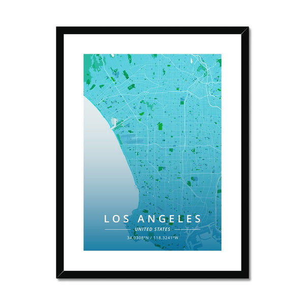Chilled - Los Angeles / Black Frame- Map Matte Print by doingly
