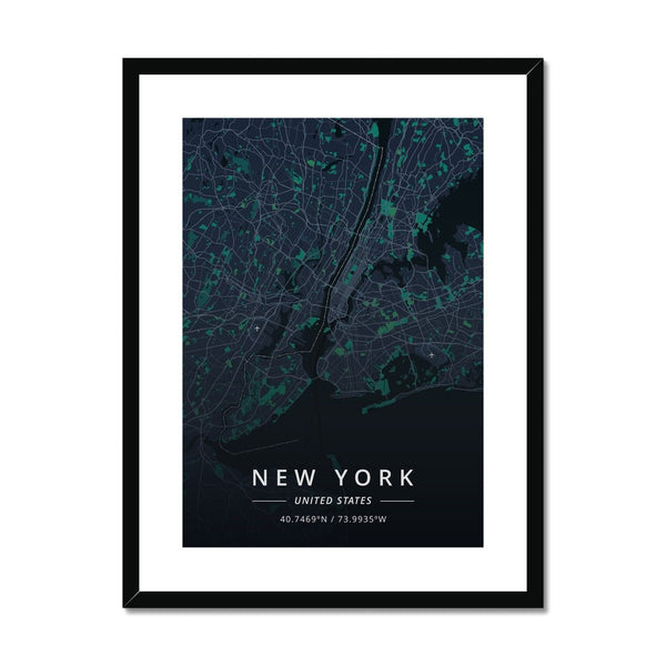 Galaxy - NYC / Black Frame- Map Matte Print by doingly