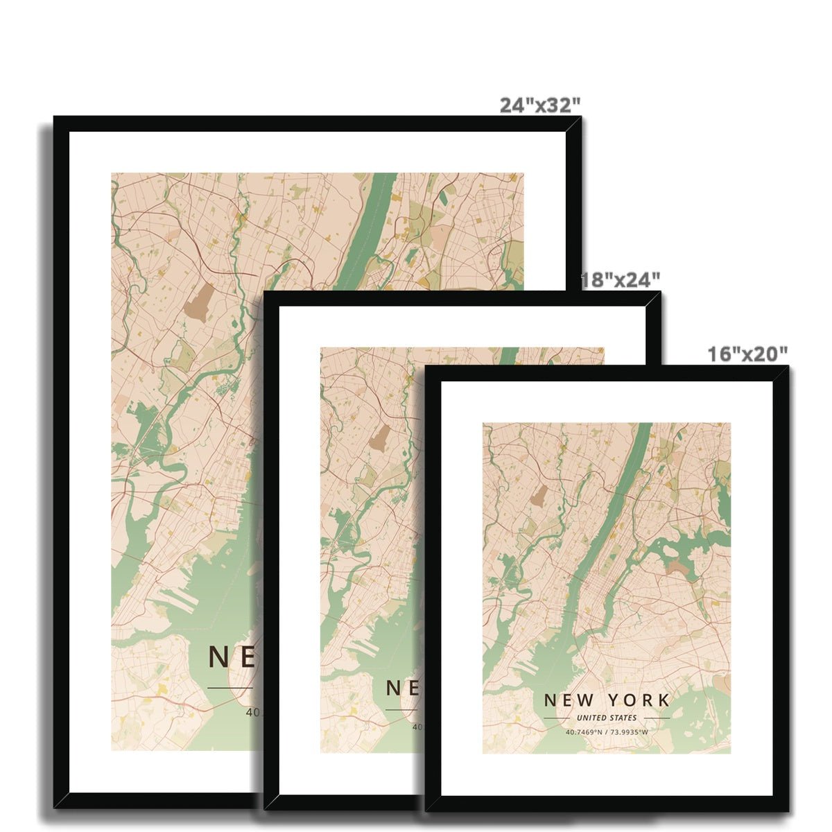 Vintage - New York 5 - Map Matte Print by doingly