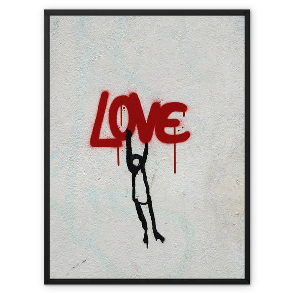 Hanging onto Love 3 - Street Art Canvas Print by doingly