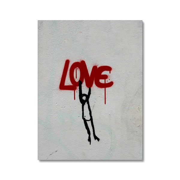Hanging onto Love 2 - Street Art Canvas Print by doingly