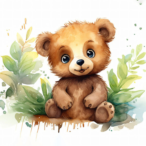 Jungle Baby Animals - Bear 2 - Animal Poster Print by doingly