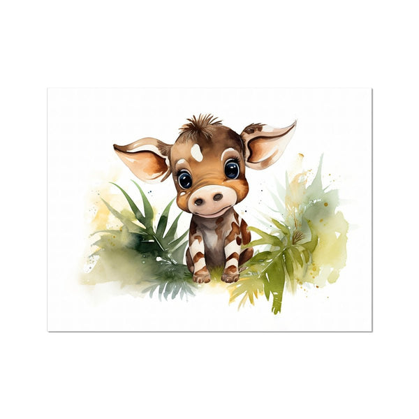 Jungle Baby Animals - Cow 6 - Animal Poster Print by doingly
