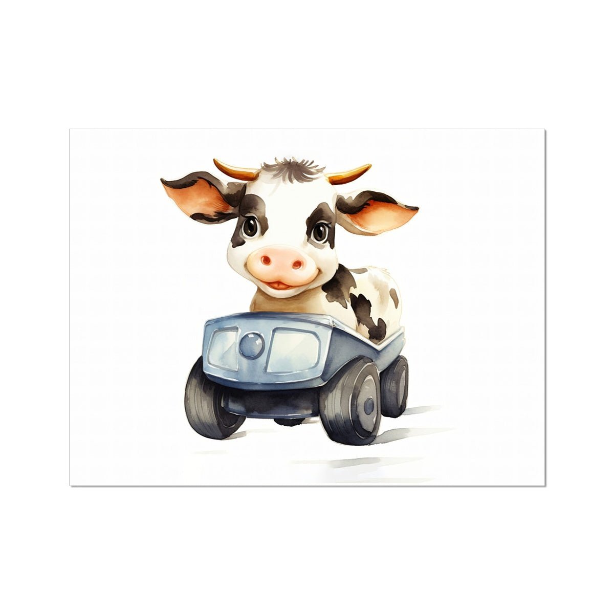 Jungle Baby Animals - Cow Car 6 - Animal Poster Print by doingly