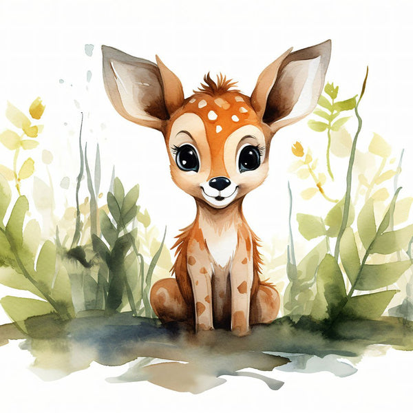 Jungle Baby Animals - Deer 2 - Animal Poster Print by doingly