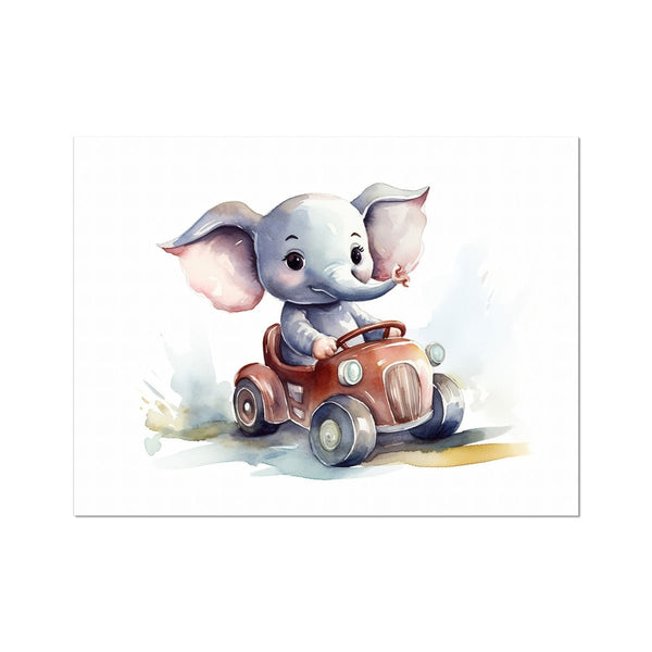 Jungle Baby Animals - Elephant Car 6 - Animal Poster Print by doingly