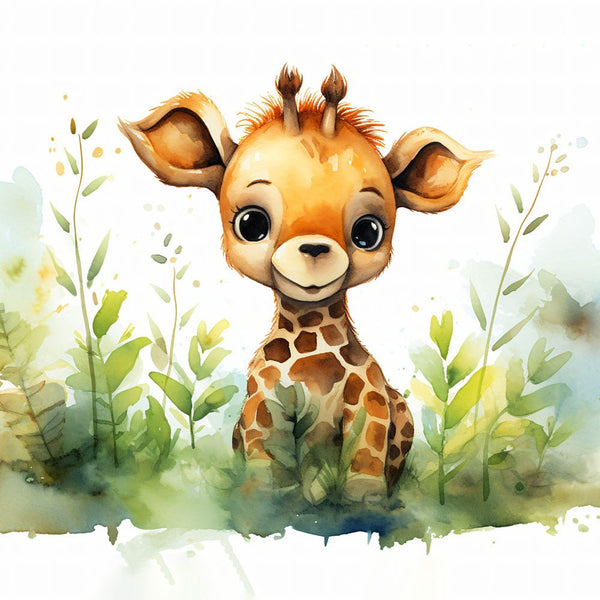 Jungle Baby Animals - Giraffe 2 - Animal Poster Print by doingly