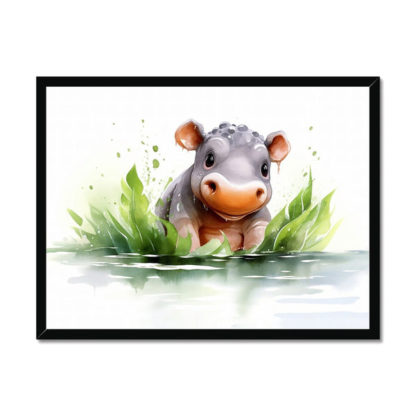 Jungle Baby Animals - Hippo 1 - Animal Poster Print by doingly