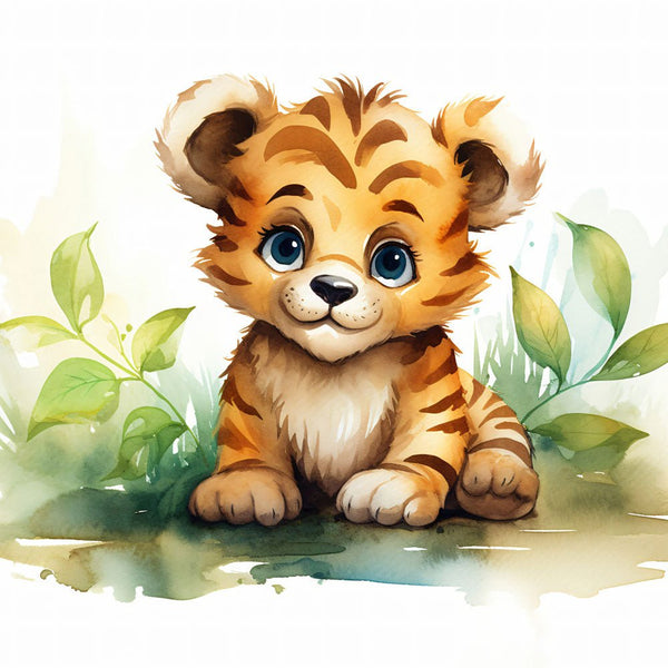 Jungle Baby Animals - Tiger 2 - Animal Poster Print by doingly