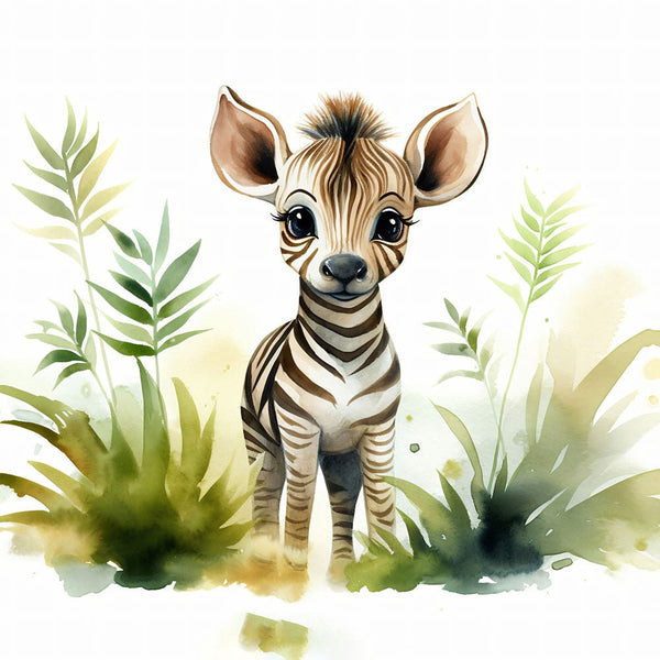 Jungle Baby Animals - Zebra 2 - Animal Poster Print by doingly