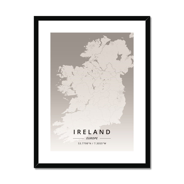 Monochrome - Ireland 2 - Map Matte Print by doingly