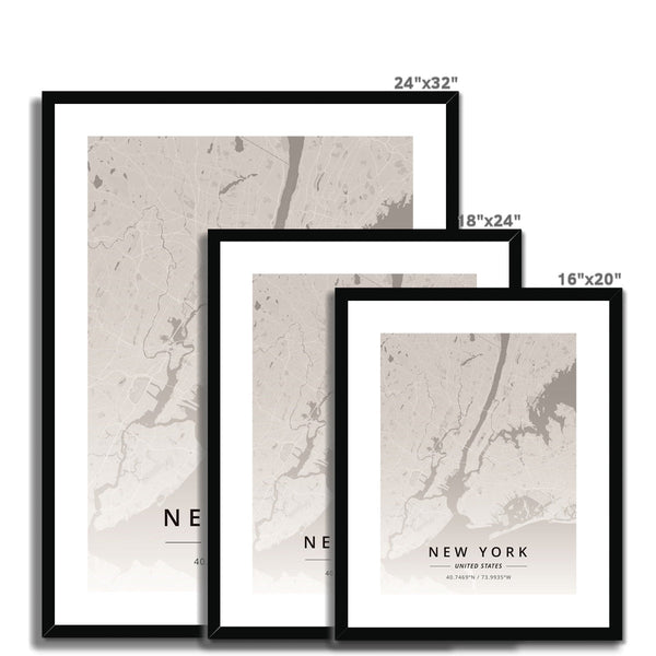 Monochrome - New York 5 - Map Matte Print by doingly