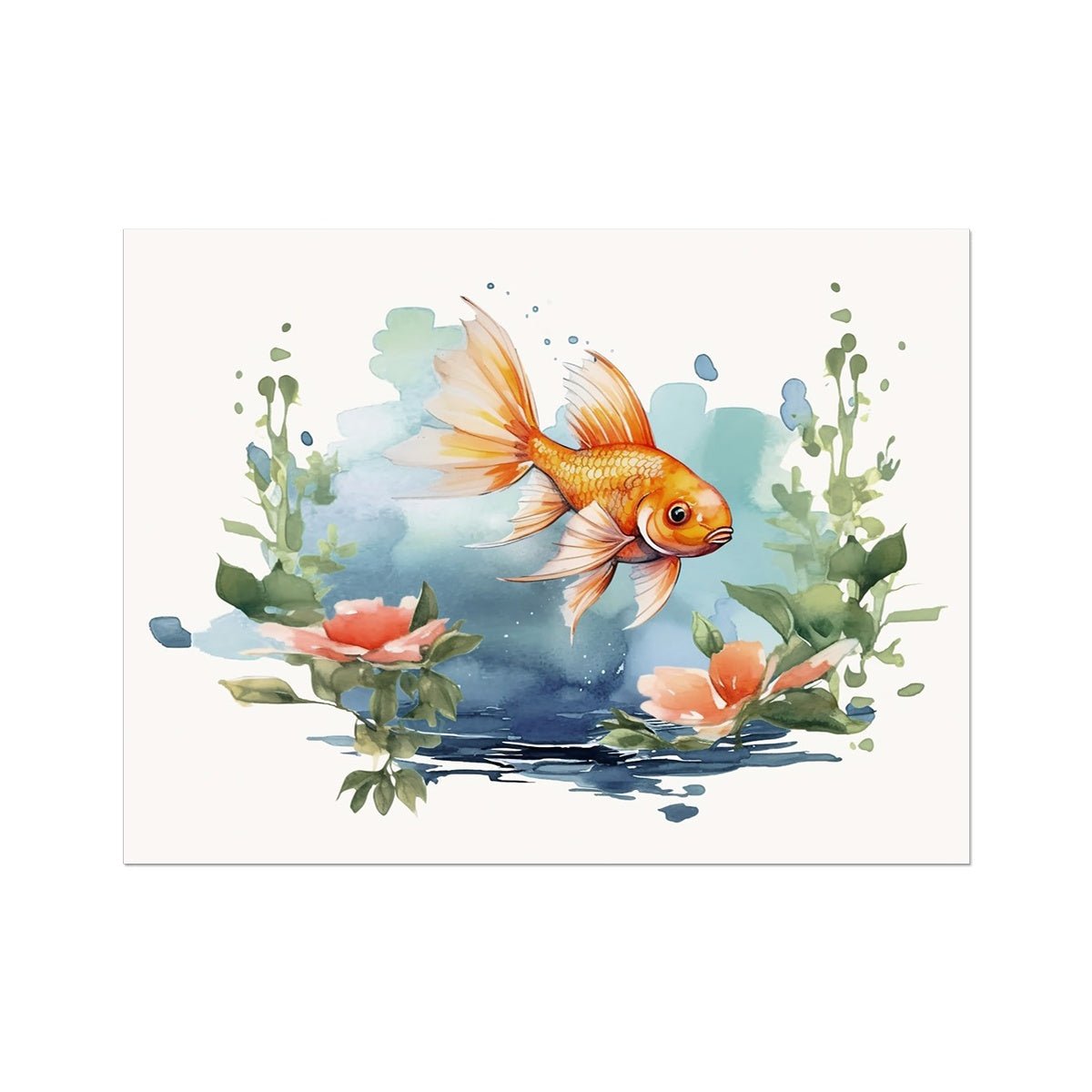 Nature's Serenity - Goldfish Blossoms 4 6 - Animal Poster Print by doingly