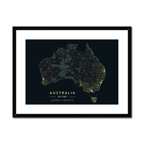 Nightlight - Australia 2 - Map Matte Print by doingly