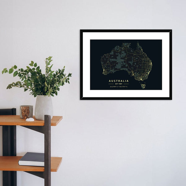 Nightlight - Australia 1 - Map Matte Print by doingly