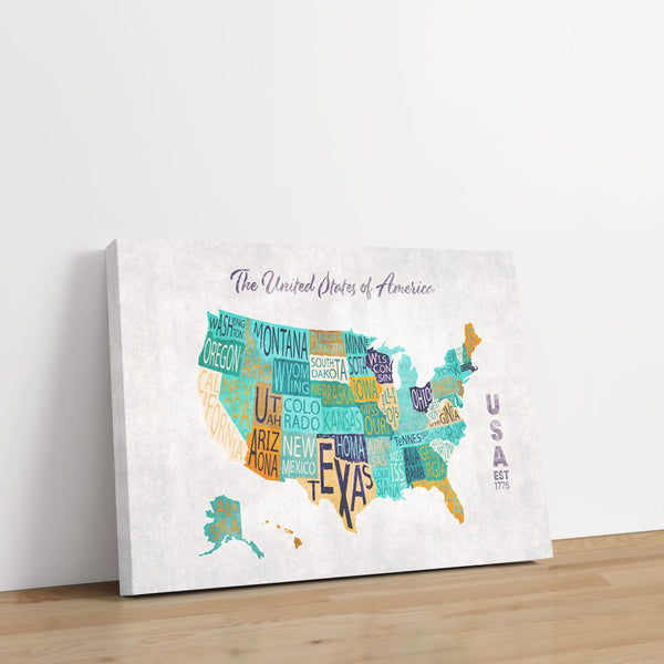United 1 - Map Canvas Print by doingly
