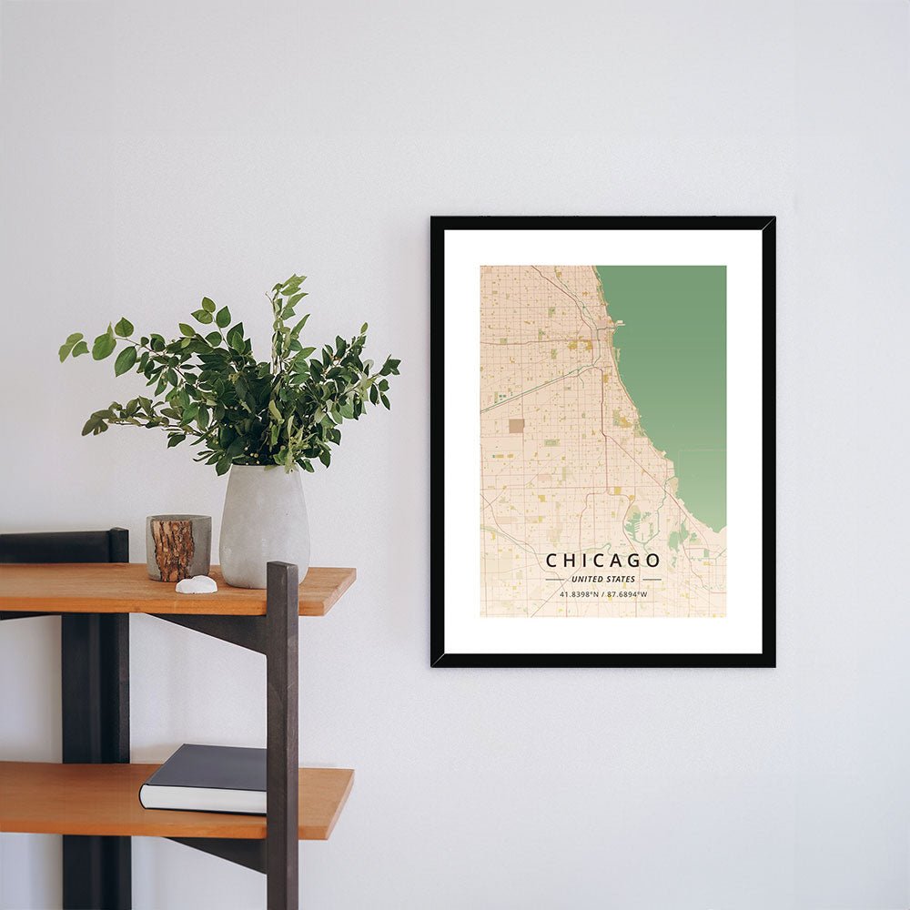 Vintage - Chicago 1 - Map Matte Print by doingly