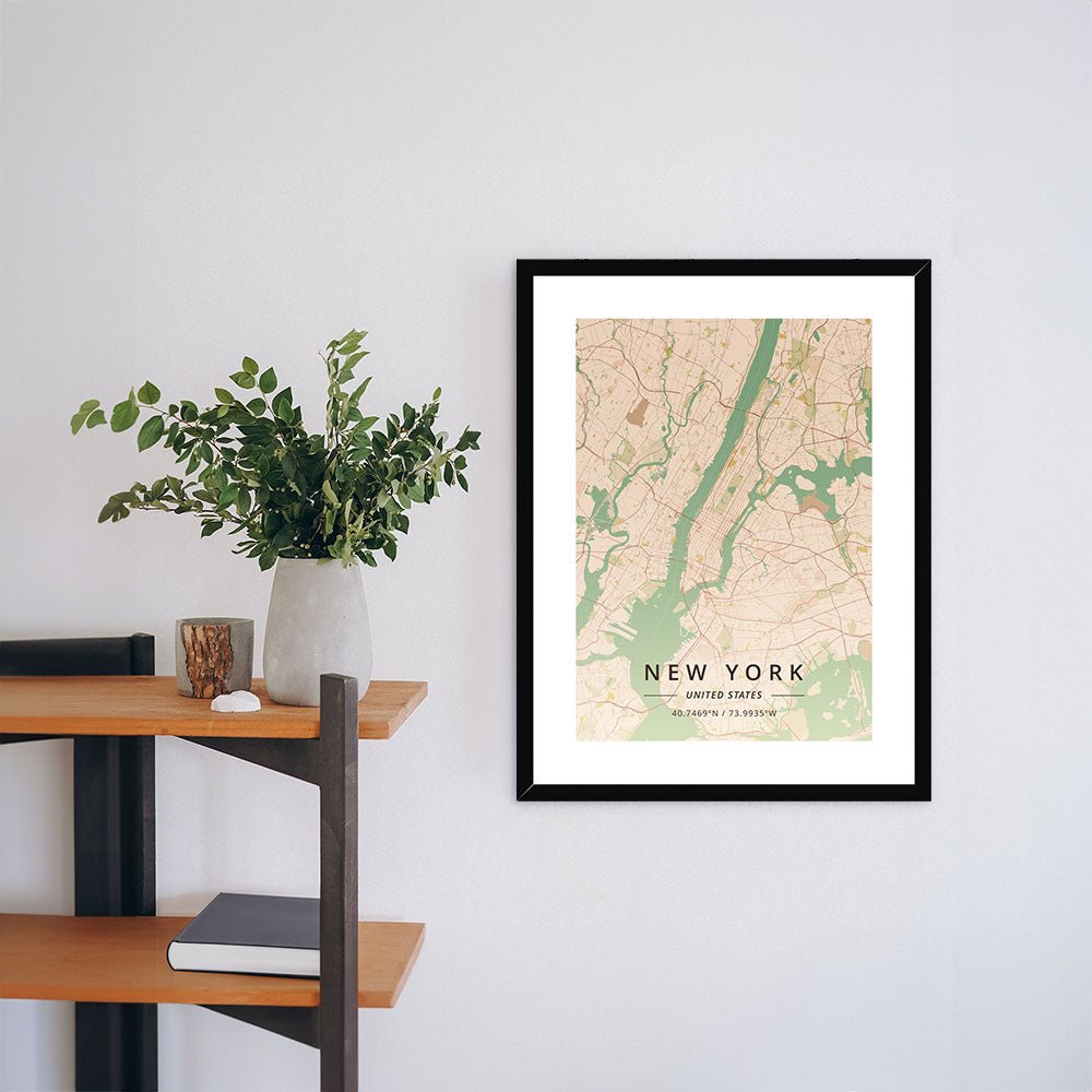 Vintage - New York 1 - Map Matte Print by doingly