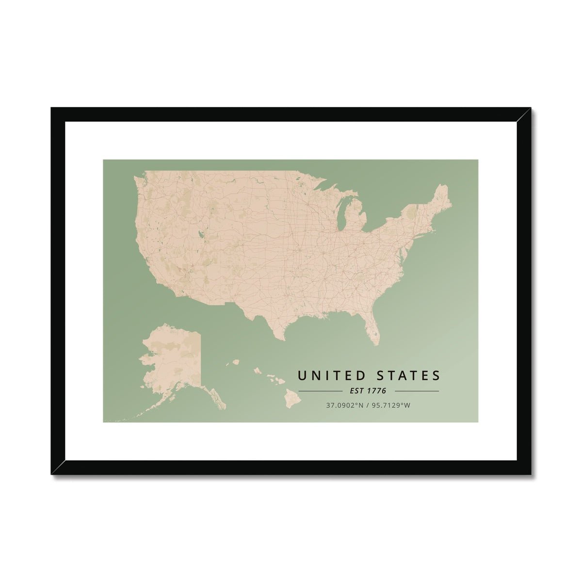 Vintage - United States 2 - Map Matte Print by doingly