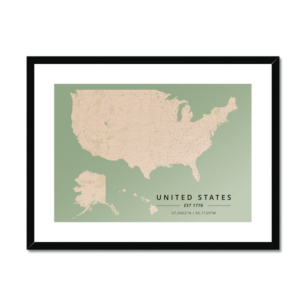 Vintage - United States 2 - Map Matte Print by doingly