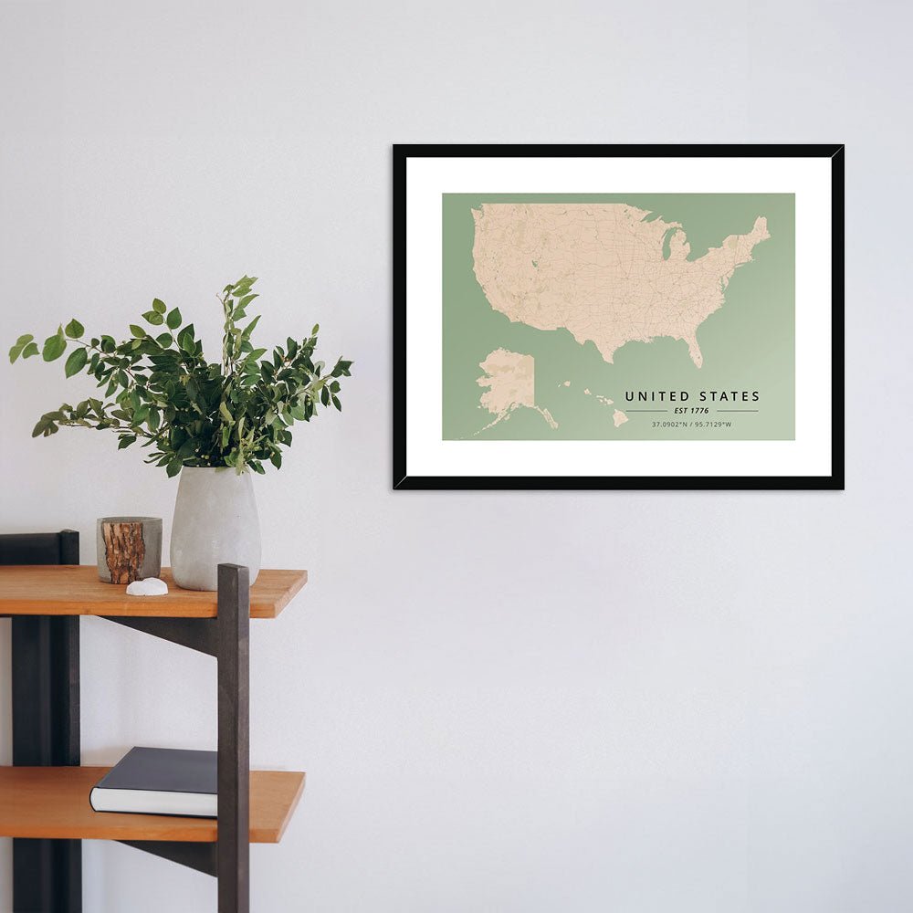 Vintage - United States 1 - Map Matte Print by doingly