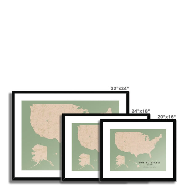 Vintage - United States 5 - Map Matte Print by doingly